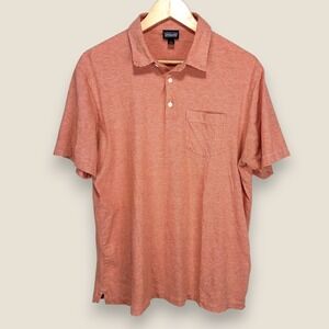 Patagonia Squeaky Clean Polo Shirt Men Large Striped Orange Organic Cotton